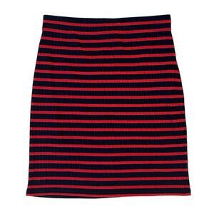 Y2K Ribbed Blue Red Striped Abercrombie Stretchy Mini Skirt XS ❤️💙❤️💙